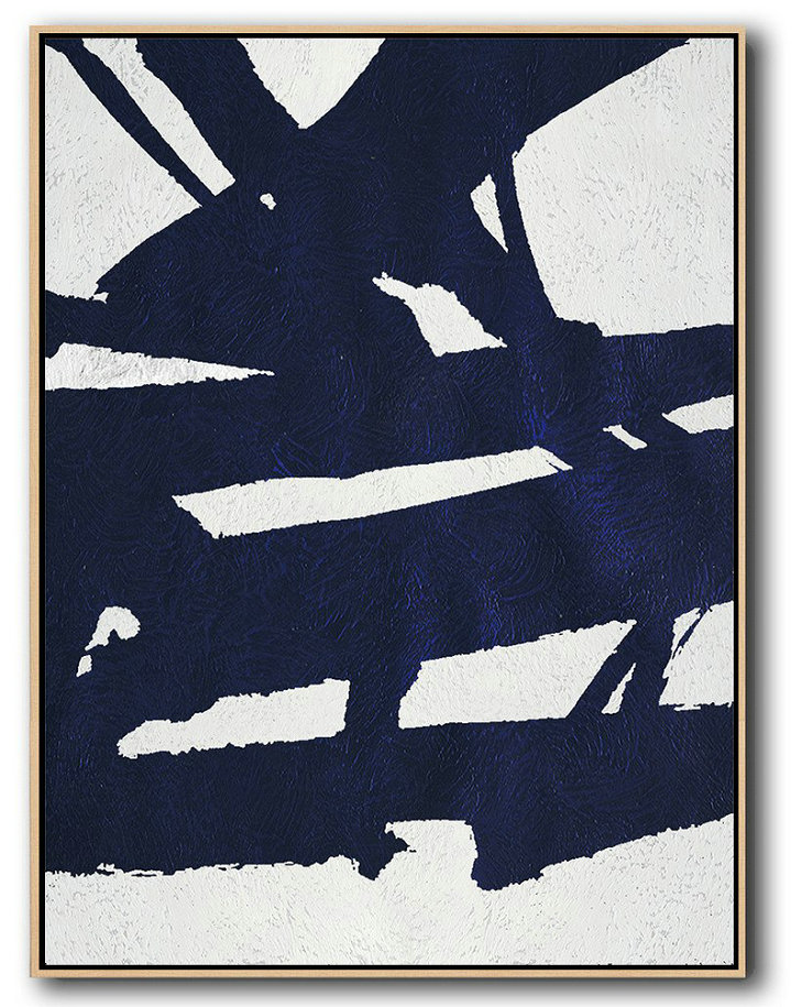 Buy Hand Painted Navy Blue Abstract Painting Online,Acrylic Painting Large Wall Art #P5E6